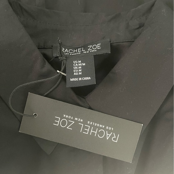 RACHEL ZOE Black Poplin Poof Sleeve Button Down Shirt - Size M - NWT- Reemoly - Picture 10 of 14
